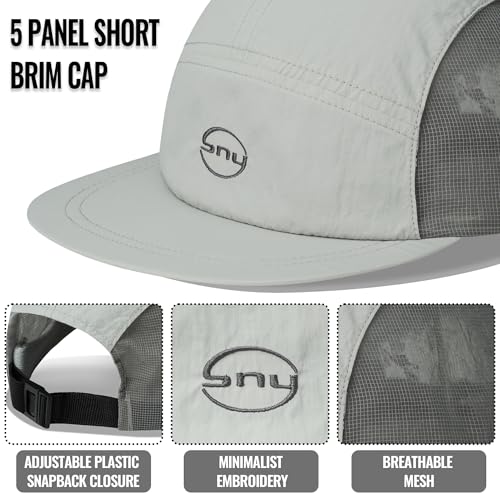 Croogo Mesh 5 Panel Hat Quick Drying Running Baseball Cap for Outdoor - color: Lightgrey