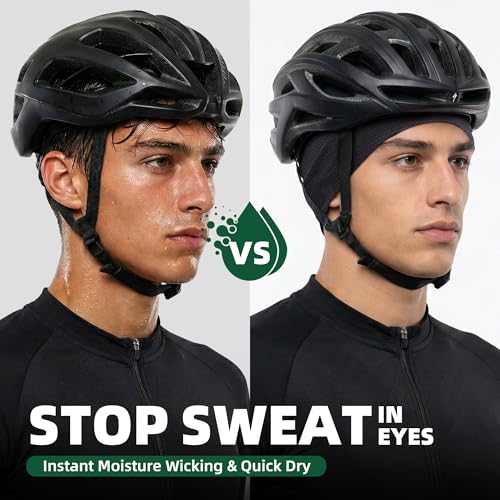 3 Pack Breathable Cooling Skull Cap Sweat Wicking Beanie for Cycling Running Helmet Liner Cap Under Hard Hat - color: Camo Black+camo Black+camo Black