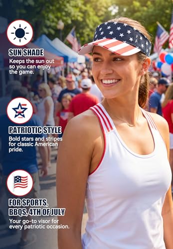 American Trends Sun Visor Hat for Women, Lightweight Quick-Dry Golf Visor - color: American Flag
