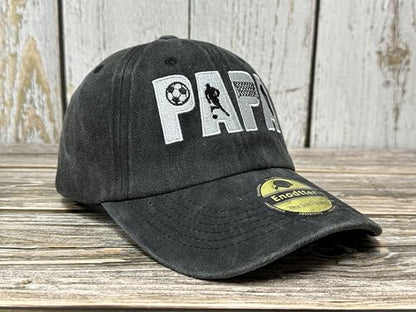Embroidered Baseball Caps for Men and Women - color: Soccer Papa (Washed Black)