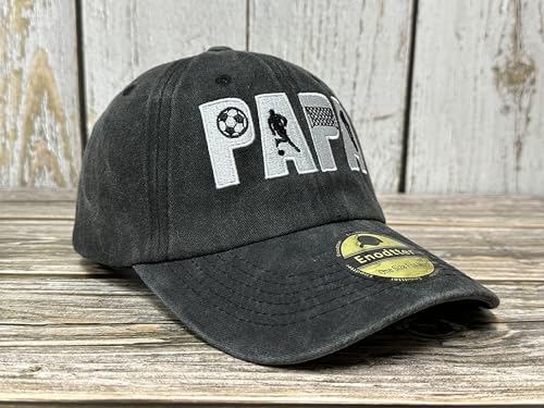 Embroidered Baseball Caps for Men and Women - color: Soccer Papa (Washed Black)