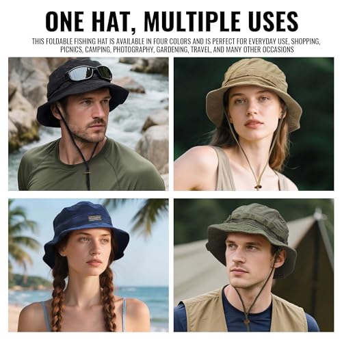 Clakllie Sun Hats for Women Men UV Protection Boonie Hats Summer Safari Jungle Hat Fishing Beach Hats UPF 50+ Camping Hats - color: Black-gd77