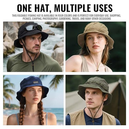 Clakllie Sun Hats for Women Men UV Protection Boonie Hats Summer Safari Jungle Hat Fishing Beach Hats UPF 50+ Camping Hats - color: Black-gd77