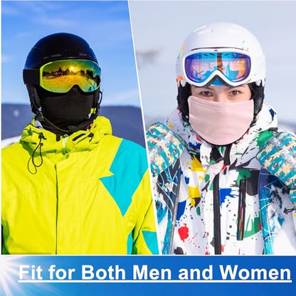 Balaclava Ski Mask for Men Cold Weather,Winter Thermal Face Mask Women for Snowboarding Motorcycle Cycling - color: Black+pink