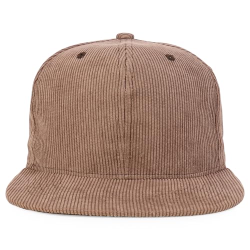 Trendy Apparel Shop High Profile Structured Woven Corduroy Plain Snapback Cap - color: Light Brown