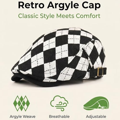 Women's Berets: Black Houndstooth Red Beret Hats for Women Fall Winter Fashion Outfit - color: Advance-checkered-black