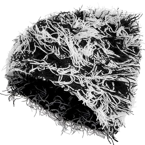 Chuarry Distressed Knitted Beanie Fuzzy Winter Hat - color: Assorted Black White
