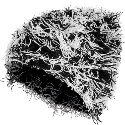 Chuarry Distressed Knitted Beanie Fuzzy Winter Hat - color: Assorted Black White