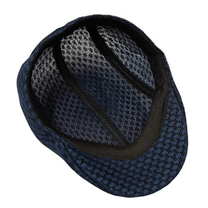 WITHMOONS Breathable Mesh Summer Hat Newsboy Ivy Cap Cabbie Flat Cap UZ30053 - color: Navy