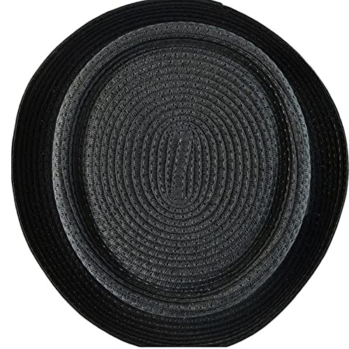 Men's Fancy Summer Straw Pork Pie Derby Fedora Upturn Brim Hat - color: F1857black, size: Small-Medium
