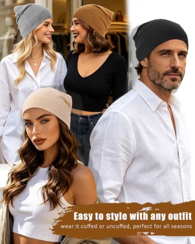 vidsel 100% Cotton Slouchy Beanie for Women Men, Thin Beanies Winter Hat - color: Pink