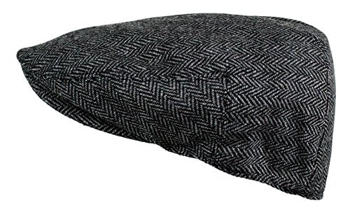 Wonderful Fashion Men's Classic Herringbone Tweed Wool Blend Newsboy Ivy Hat (Large/X-Large, Charcoal) - color: Dark Grey, size: Small-Medium