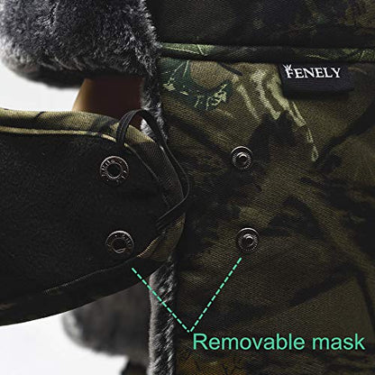 Camouflage Winter Bomber Trapper Hats Ushanka -Men Women Russian Trooper Ear Flaps Ski Snow Cold Weather Fur Mens Caps - color: Green