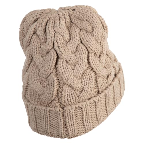 e4Hats.com Chunky Cable Knit Cuff Long Beanie - color: Tan