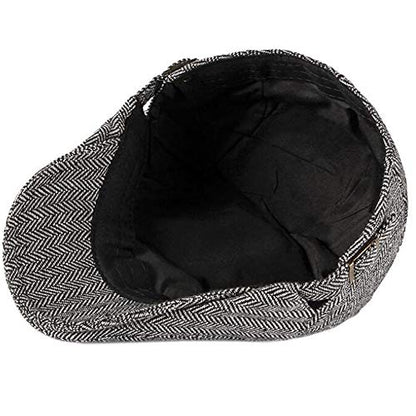 2 Pack Men's Cotton Flat Cap Ivy Gatsby Newsboy Hat - color: B