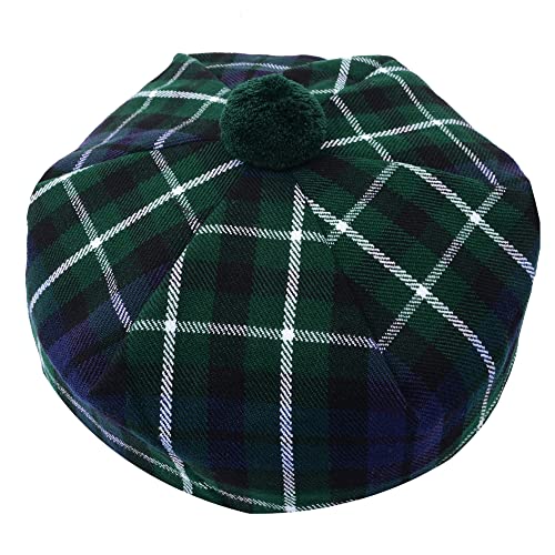 HAAUR Scottish Tammy Hat Traditional Kilt Tam o' Shatner Acrylic Wool Flat Bonnet Various Tartans with Pompom One Size - color: Grham Modren