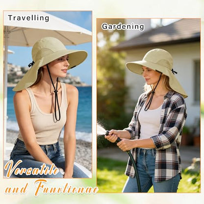 Tirrina Women's Sun Hat Wide Brim, UV Protection Sun Hats for Women - color: Tan