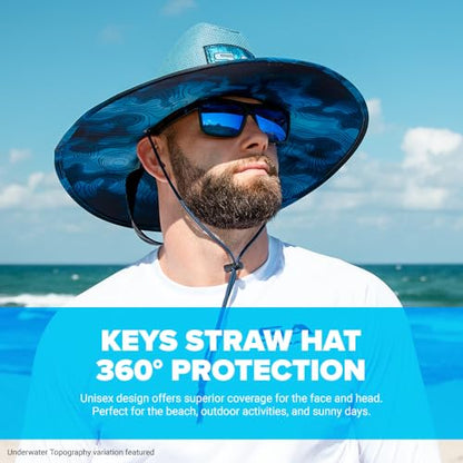 Soul of Adventure Keys Straw Hat for UV Sun Protection | UPF 50+ Sun Protection, Adjustable Drawstring - color: Blackout American Flag