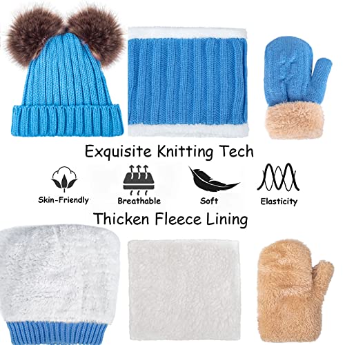Kids Winter Beanie Scarf Gloves Set - Thermal Fleece Lined Knit Hat, Soft Neck Warmer & Mittens for Girls & Boys 1-10 Years - color: Blue-s, size: 1-5 years