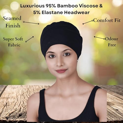 Chemo Hats Solid Sleep Cap Women's Bamboo Soft Headwear Cancer Cap Chemo Headwear Women - color: Duskey Rose