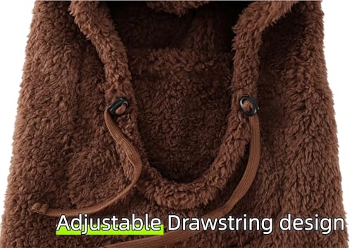Connectyle Balaclava Hood Winter Hat for Men & Women Windproof One-Piece Fleece Hooded Scarf Ski Mask Cold Weather Hat - color: Brown