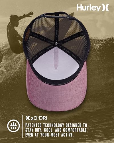 Hurley Mens Lightweight Poly Mesh Back Curved Bill Cap Trucker Hat - color: Burgundy