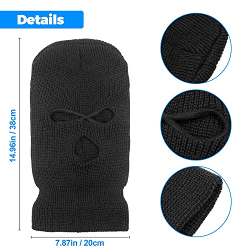 3-Hole Full Face Mask Cover Ski Mask Winter Balaclava Cap - color: Black