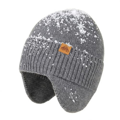 TOP-EX DryKnit™ 80% Merino Wool Waterproof Ear Flap Beanie M/L/XL - color: Light Grey, size: Medium-Large