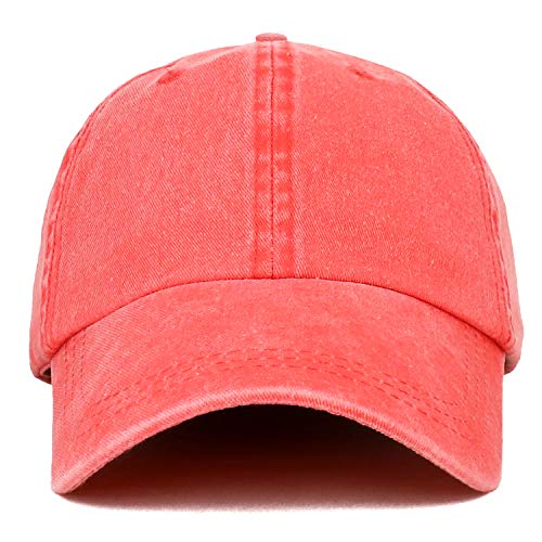 Trendy Apparel Shop Low Profile Unstructured Pigment Dyed Cotton Twill Baseball Cap - color: Coral