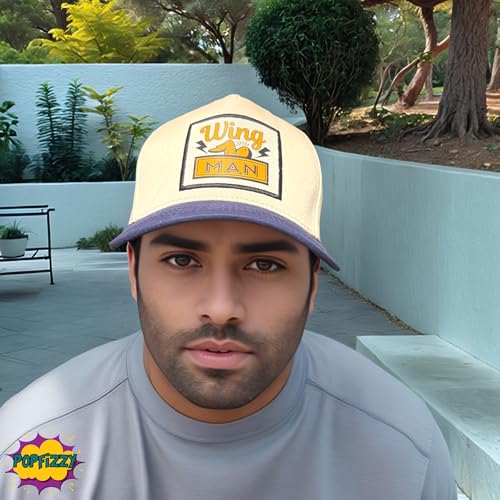 Popfizzy Funny Hats for Men and Women, Fun Adult Baseball Cap, Funny Birthday Gifts for Women and Men, Cool Dad Hat Gift Idea - color: Wing Man (Blue)