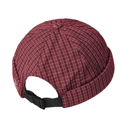 Croogo Checked Brimless Hat Lightweight Quick Dry Docker Cap for Men - color: Red