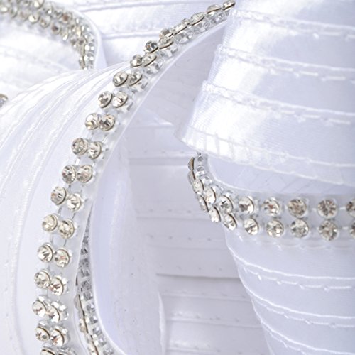 VECRY Womens Tea Party Church Baptism Wedding Derby Dressy Hat - color: Rhinestone-white