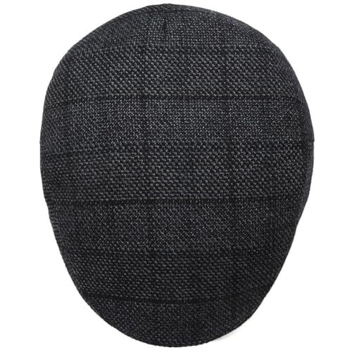 Men's Newsboy Cap with Earflaps Flat Ivy Caps Gatsby Golf Cabbie Hats - color: Black Navy Square