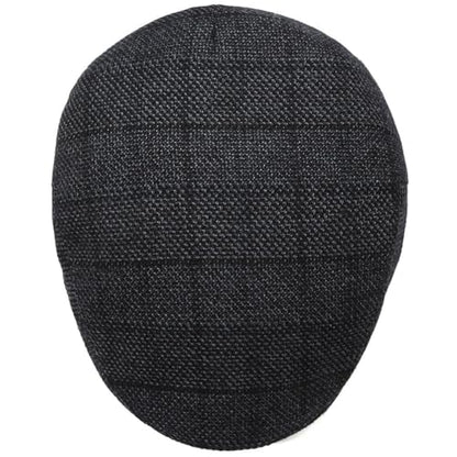 Men's Newsboy Cap with Earflaps Flat Ivy Caps Gatsby Golf Cabbie Hats - color: Black Navy Square