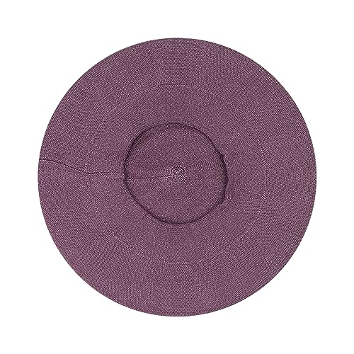 Gllutt Beret Hat French Style Stretchy Knitting Solid Color Both Side Usable - color: Purple