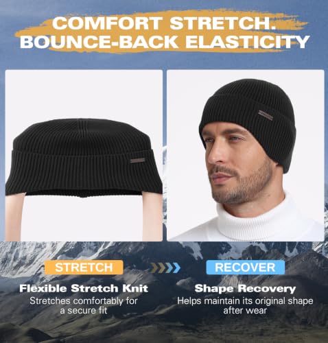 Wmcaps Soft Winter Beanie for Men Women, Warm Knit Hat with Curved Cuff - color: Navy Blue