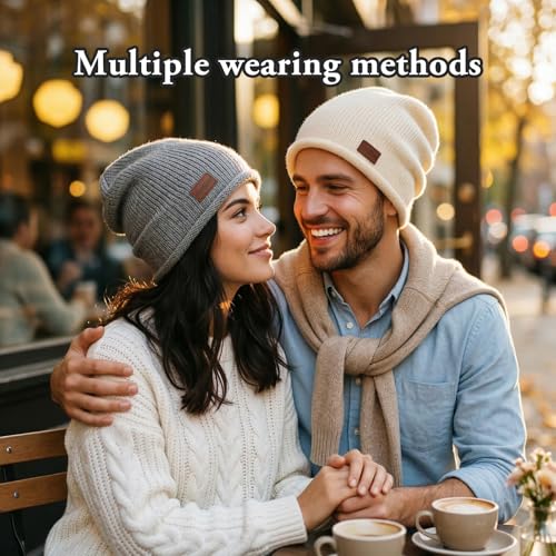 HandZest Unisex Loose Knit Beanie, Lightweight Breathable Spring Fall, Soft Stretchy Daily Outdoor, One Size Fits Most - color: White