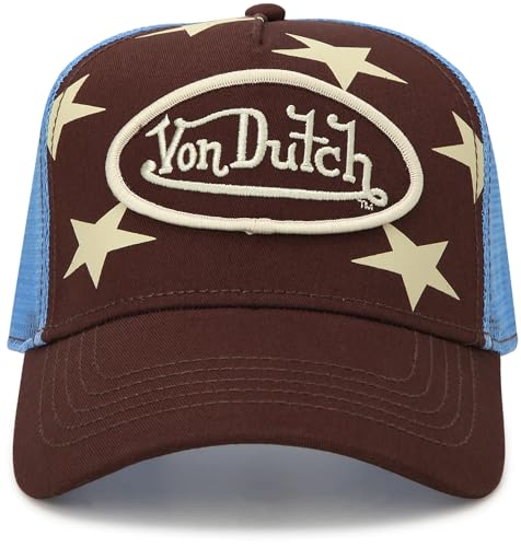 Von Dutch Unisex Americana Star Trucker Hat, Mesh Back, Snap-Back - color: Burgundy
