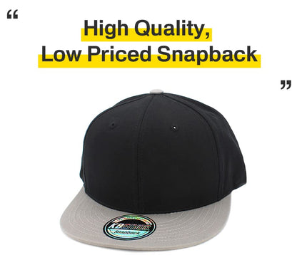 KBETHOS Classic Snapback Hat Blank Cap Underbrim Cotton Wool Blend Flat Visor Adjustable Unisex - color: Black Light Gray