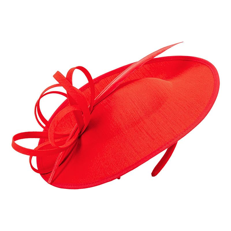 Women's Fascinators Feather Polyester Kentucky Derby Saucer Hats with Headband - color: Red