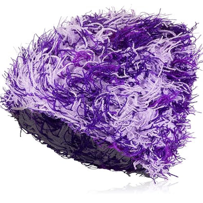 Chuarry Distressed Knitted Beanie Fuzzy Winter Hat - color: Assorted Purple White
