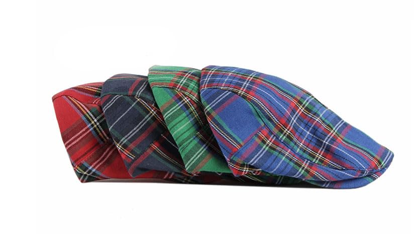 Men's Newsboy Hat Striped Plaid Cap Ivy Gatsby Cabbie Driving Irish Beret - color: Navy
