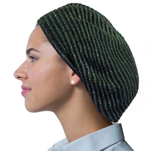 Hair Snood, Knit Slouchy Beret Beanie Lightweight, Jewish Head Coverings for Women, Cancer Headwear for Women Chemo Sleep Hat - color: Huntergreen Circular