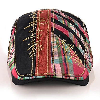M MOACC Men Beret Hat Cotton Adjustable Newsboy Hats Cabbie Gatsby Cap Driving Flat Caps - color: Hat-t1-black(12489)