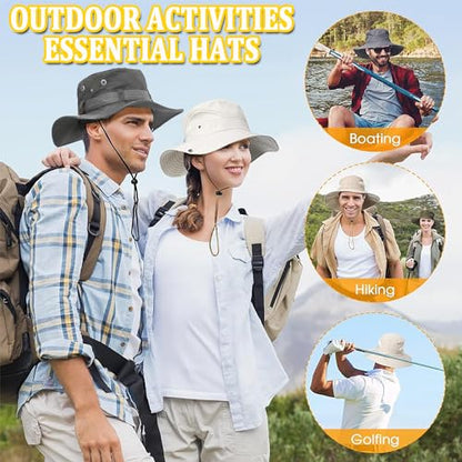 Taeku Sun Hat, Unisex Wide Brim Bucket Hat Sun Protection Cap Breathable Boonie Hat for Fishing Hiking Gardening Safari - color: Brown
