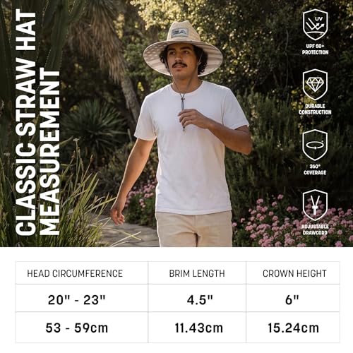 Soul of Adventure Classic Summer Hat | UPF 50+ Wide Brim Sun Protection | Unisex Adjustable Beach Hat with Drawstring - color: Fins and Stripes