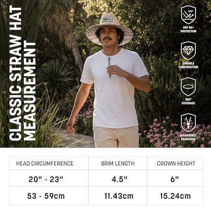 Soul of Adventure Classic Summer Hat | UPF 50+ Wide Brim Sun Protection | Unisex Adjustable Beach Hat with Drawstring - color: Fins and Stripes