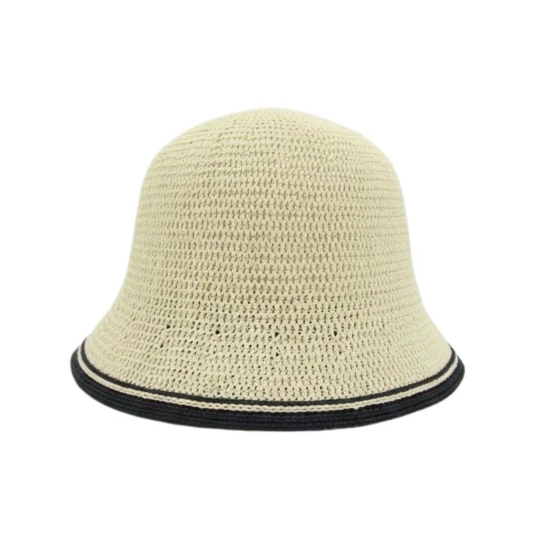 Women’s Two-Toned Sun Hat Straw Bucket Hat UPF 50+ Sun Protection Packable Adjustable Summer Holiday Beach Hat - color: Beige