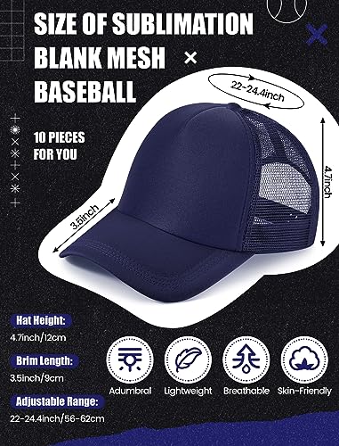 Tarpop 10 Pcs Sublimation Blank Trucker Hats Bulk - color: Navy