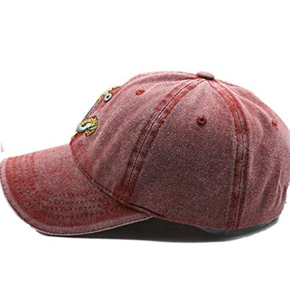 Anchor Embroidered Cotton Washed Dad Hat Distressed Retro Baseball Hat - color: Red
